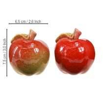 Artikel Deko-Keramik-Äpfel Rot-Grün H7,5cm, 4er-Set, Herbst Tischdekoration