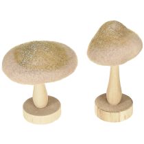 Artikel Deko Pilz Holz, Filz mit Glitter Tischdeko Advent H11cm