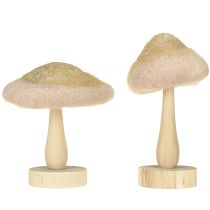 Artikel Deko Pilz Holz, Filz mit Glitter Tischdeko Advent H11cm
