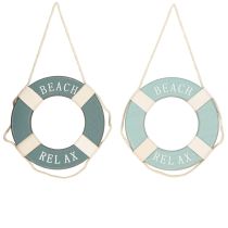 Artikel Deko Rettungsring Holz Maritim Schwimmring Blau 17cm 2St