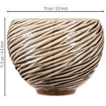 Artikel Deko-Schale und Blumentopf aus Keramik Ø15cm Spiralmuster Beige Braun 2er-Set