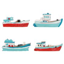 Artikel Deko-Schiffchen aus Polyresin, Blau und Rot, 5 cm, 8 Stück für Tischdekoration