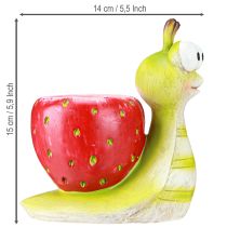 Artikel Dekorative Schnecke aus Keramik mit Blumentopf Erdbeer Optik 15,5 cm Grün Rot