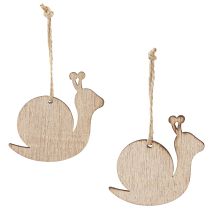 Artikel Deko-Schnecke aus Holz, hängend, 6,5 cm, grün-weiss, 12 Stück