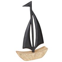 Artikel Deko Segelboot Holz Metall in Natur Schwarz H30,5cm