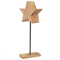 Artikel Deko-Stern aus Mangoholz auf Metallstab mit Holzsockel, Dunkelgrün, 20x9,5x50 cm