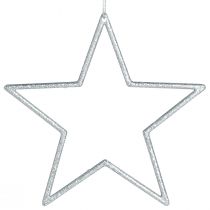 Artikel Deko Stern Silber Christbaumschmuck Glitter Ø12cm 12 St Weihnachtsdeko
