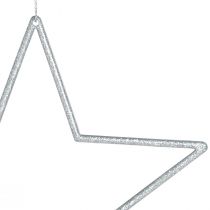 Artikel Deko Sterne Silber Christbaumschmuck Glitter 18cm 8 Stück Weihnachtsbaum Deko