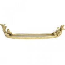 Artikel Deko Tablett Gold Metall Oval 35×17cm mit Hirschgeweih-Motiv für Innenbereich