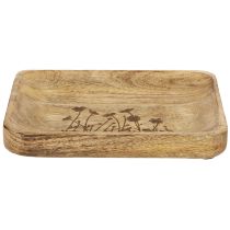 Artikel Dekotablett Mangoholz rechteckig mit Blumenmuster 20×15,5cm natur