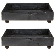 Artikel Deko Tablett Metall quadratisch 15×15 cm schwarz-grau gewaschen 2 Stück