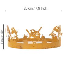 Artikel Dekotablett Holz und Metall Ø20cm Rostoptik mit Vogelmotiv als Frühlingsdeko