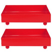 Artikel Deko-Tablett quadratisch Metall 15×15 cm Rot, 2 Stück