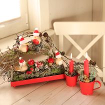 Artikel Deko Tablett rechteckig Rot Metalltablett mit Füßen 30×15cm