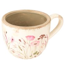 Artikel Deko Tasse Keramik Mohn Krakelee Creme Bunt 15cm×12,5cm