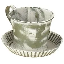 Artikel Deko Tasse Metall Weiß gewaschen Antik Ø9cm H8cm 2St