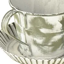Artikel Deko Tasse Metall Weiß gewaschen Antik Ø9cm H8cm 2St