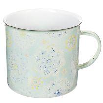 Artikel Deko Pflanztopf aus emailliertem Metall Ø13 cm H12 cm mit Mandala-Motiv