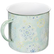 Artikel Deko Pflanztopf aus emailliertem Metall Ø13 cm H12 cm mit Mandala-Motiv