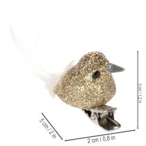 Artikel Dekoratives Taubenpaar mit Clip aus Kunststoff, Gold, ca. 5 cm, 4 Stück
