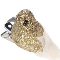 Artikel Dekoratives Taubenpaar mit Clip aus Kunststoff, Gold, ca. 5 cm, 4 Stück
