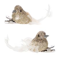 Artikel Dekoratives Taubenpaar mit Clip aus Kunststoff, Gold, ca. 5 cm, 4 Stück