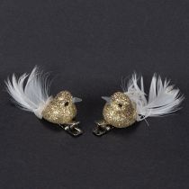 Artikel Dekoratives Taubenpaar mit Clip aus Kunststoff, Gold, ca. 5 cm, 4 Stück