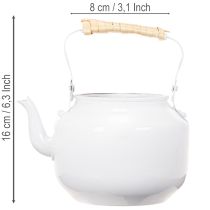 Artikel Deko-Teekessel Übertopf Metall 8,6cm x 16cm Weiss Shabby Chic Vintage Blumenvase
