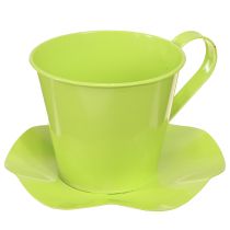Artikel Deko Teetasse Metall mit Teller Hellgrün Ø12 H10cm 8 St