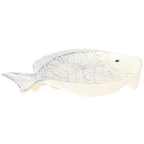 Artikel Deko-Teller Fisch aus Keramik Blau-Weiss 30×22 cm für Tischdekoration