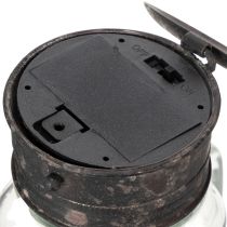 Artikel Deko-Trinkglas mit LED-Lampe, Ø 8cm, H 16cm, Glas und Metall, Transparent/Braun