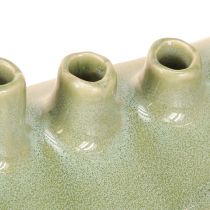 Artikel Keramikvase Schiffchenform mit 7 Öffnungen, Hellgrün 23×8,5×11 cm