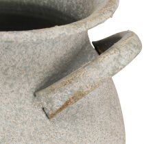 Artikel Deko Vase mit Griffen Vintage Übertopf Metall Grau H13cm