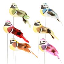 Artikel Deko-Vögel aus Schaumstoff mit Federn, Drahtbefestigung, ca. 8 x 3,5 cm, 12er-Set, bunt sortiert