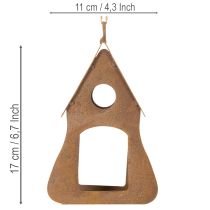 Artikel Deko-Vogelhaus aus Metall, Rostoptik, 17,5 cm, zum Aufhängen