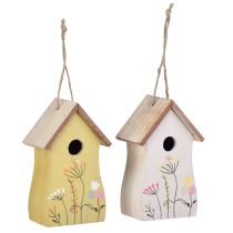 Artikel Vogelhäuschen Deko Holz Hängend 13cm Gelb Weiss 2er Set