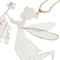Artikel Dekofigur Fensterdeko Metallfee 15x10cm Weiss 2er-Set mit Jutekordel für Frühling