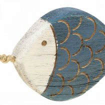 Artikel Deko-Fische Holz Hellblau Dunkelblau Weiss Jute Hängedeko 11cm 6 Stück