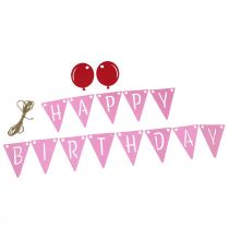 Artikel Deko Geburtstag Wimpelkette Girlande aus Filz Rosa Pink 300cm