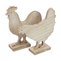 Artikel Dekofiguren Hahn und Henne aus Holz, 19 cm, weiss gewaschen, 2er-Set, Tischdeko und Osterdeko