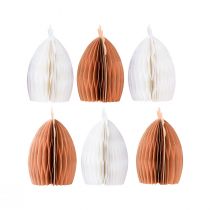 Artikel Dekofiguren Hühner aus Wabenpapier Weiss und Orange 5,5×3,5×6cm, 6er-Set