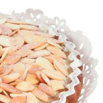 Artikel Attrappe Deko-Mandeltorte aus Kunststoff, Schaufensterdekoration, Ø 19 cm, Braun/Weiss