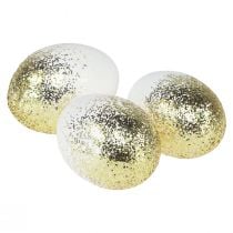 Artikel Deko Ostereier echtes Gänseei Weiß mit Gold-Glitter H7,5–8,5cm 10St