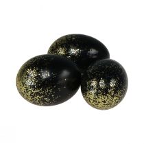 Artikel Deko Ostereier echtes Hühnerei Schwarz mit Gold-Glitter H5,5–6cm 10 St