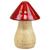 Artikel Deko Holzpilze Set 3-teilig Rot Glänzend H6/8/10 cm Herbstdeko