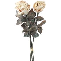 Deko Rosen Cremeweiß Künstliche Rosen Seidenblumen Antik Optik L65cm 3St