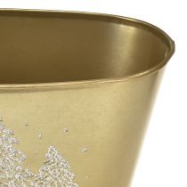Artikel Deko-Schale Metall oval 24×13×12,5cm Gold mit Tannenbaum-Motiv für Weihnachten und Innenbereich