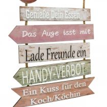 Artikel Deko-Schild Küchenregeln Holz 38x49cm mit Baumwollkordel mehrfarbig für Wanddeko