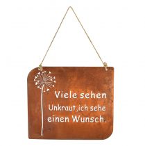 Artikel Deko-Schild aus Metall mit Rost-Optik 35×30 cm Pusteblume und Spruch für Garten und Balkon