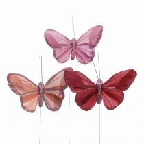 Artikel Deko-Schmetterling am Draht Federschmetterling Rosa 10×6cm 12St